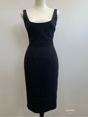 French Connection Black Square-Neck Midi Dress